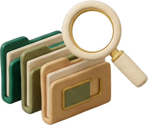 Folders and magnifying glass representing programme review