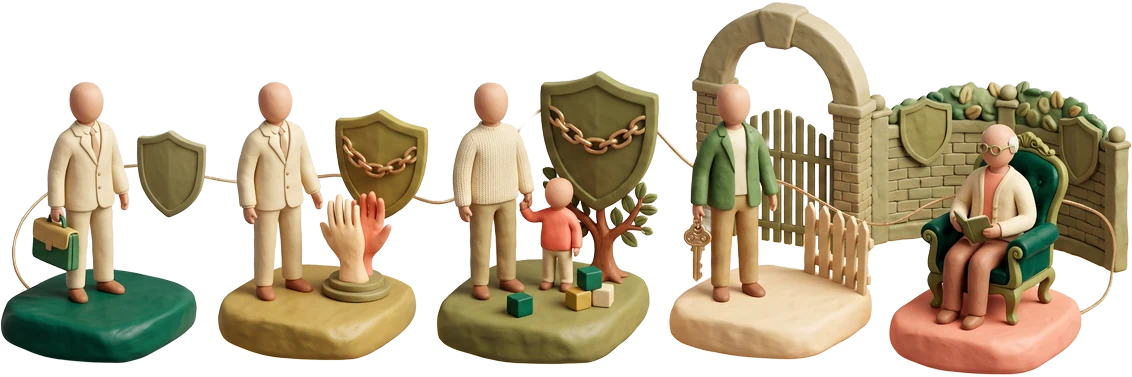 Protection supporting the different stages of adult and family life